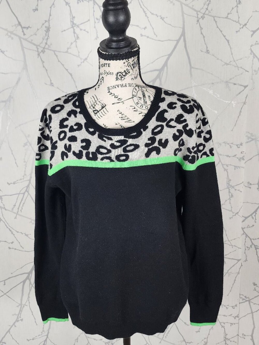 Whisper by Brodie Cotton Silk Blend Leopard Panel Sweater